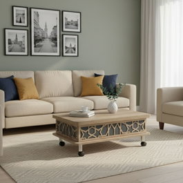 Hanah Home Mesa de Café Ajustable Alaska y Azul